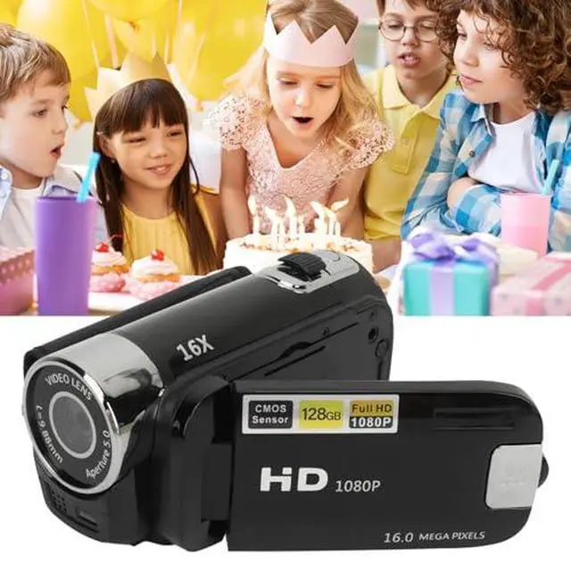 Alt view image 4 of 7 - D90 1080P 16MP Digital Video Camera Rotatable Screen Handheld Camcorder 16X Digital Zoom HD Video Recorder Fill Light Camera with 2.4in TFT Rotatable Screen, HD Video Recorder with Fill Light (Black)