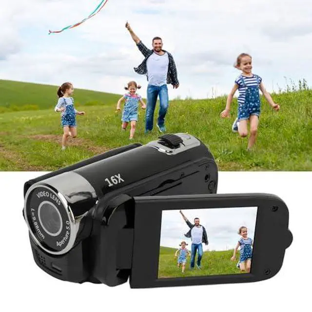 Alt view image 5 of 7 - D90 1080P 16MP Digital Video Camera Rotatable Screen Handheld Camcorder 16X Digital Zoom HD Video Recorder Fill Light Camera with 2.4in TFT Rotatable Screen, HD Video Recorder with Fill Light (Black)