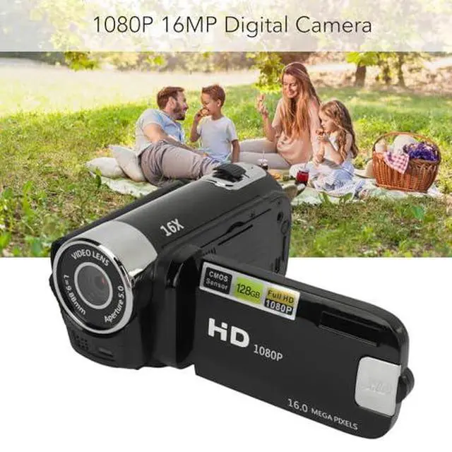 Alt view image 6 of 7 - D90 1080P 16MP Digital Video Camera Rotatable Screen Handheld Camcorder 16X Digital Zoom HD Video Recorder Fill Light Camera with 2.4in TFT Rotatable Screen, HD Video Recorder with Fill Light (Black)