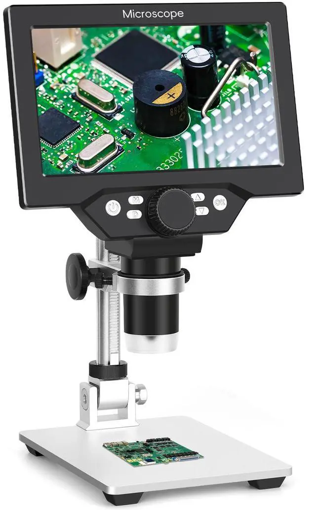 Main image of Digital Microscope 50-1200X with 7" LCD Screen for Coins & Soldering | 12MP Photo Capture 1080P Video Recording Stable Metal Stand Adjustable LED Lighting Windows PC Compatible