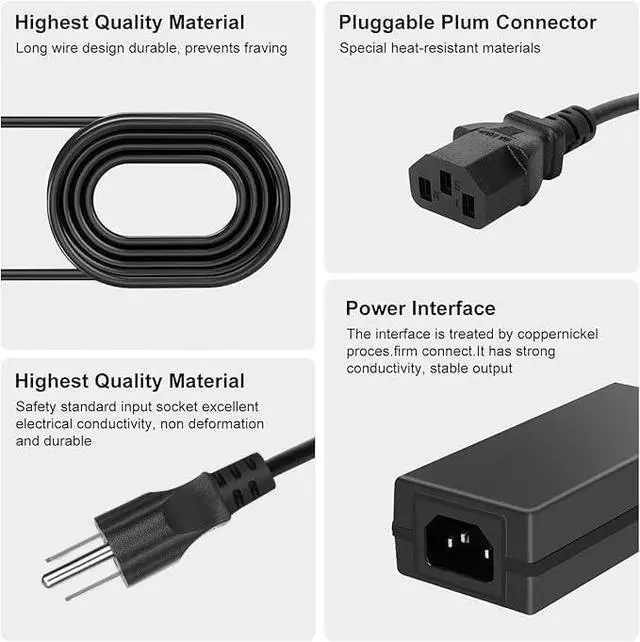 Alt view image 3 of 5 - 19.5V Power Cord for Sony televisions, Compatible with Models Including KDL-55W805C, KD-55X720E, KDL-55W800C, XBR-43X800E, XBR-43X800D, XBR-49X800E, XBR-49X800D, XBR-55X850D, and KD-43X720E