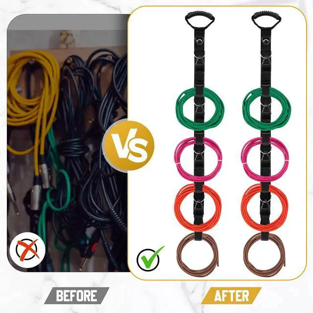 Alt view image 5 of 6 - 2 Sets Adjustable Extension Cord Organizer Heavy Duty Extension Cord Management Hose Organizer Garage Organization System with Multiple Cord Holders for Vertical Space Cable Hose Rope