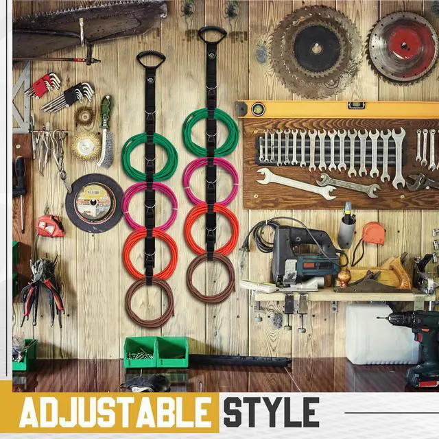 Alt view image 6 of 6 - 2 Sets Adjustable Extension Cord Organizer Heavy Duty Extension Cord Management Hose Organizer Garage Organization System with Multiple Cord Holders for Vertical Space Cable Hose Rope
