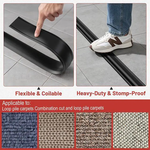Alt view image 6 of 7 - 16.4ft Cable Protector, Self-Adhesive Floor Cord Cover for Home Office | Flexible PVC Cord Covers, Cut-to-Fit, Safe for Carpet & Hard Floors Hide Cords & Prevent Tripping