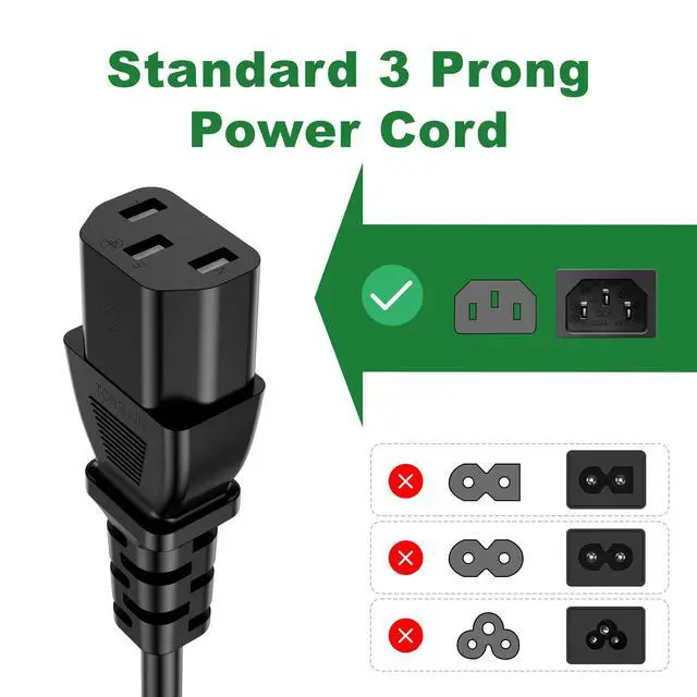 Alt view image 2 of 6 - 6FT Computer Replacement Power Cord (10 Pack), 3 Prong AC Power Cable, NEMA 5-15P to IEC13, 18 AWG, 10A 110V-300V(MAX), AC Power Cord for TV, Computer, Monitor, Appliance, Desktop, Scanner, Printer