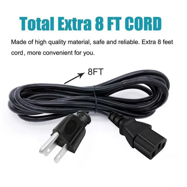Alt view image 2 of 5 - AC Power Cable Replacement for Alienware Aurora R16 R10 R12 R15 Area-51 R10 Gaming Desktop 3 Prong 8ft C13 Cord