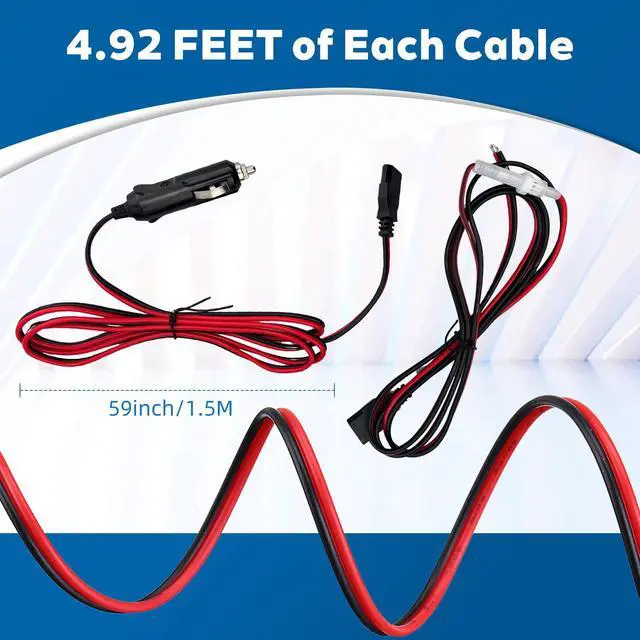 Alt view image 7 of 7 - 2 Pack CB Radio Power Cord, 3 Pin Plug Cable with 12V Cigarette Lighter | CB Power Cord Compatible with Cobra Uniden Midland Mobile Radios, 2-Wire 15A Fused Replacement Cable and Radio Accessory