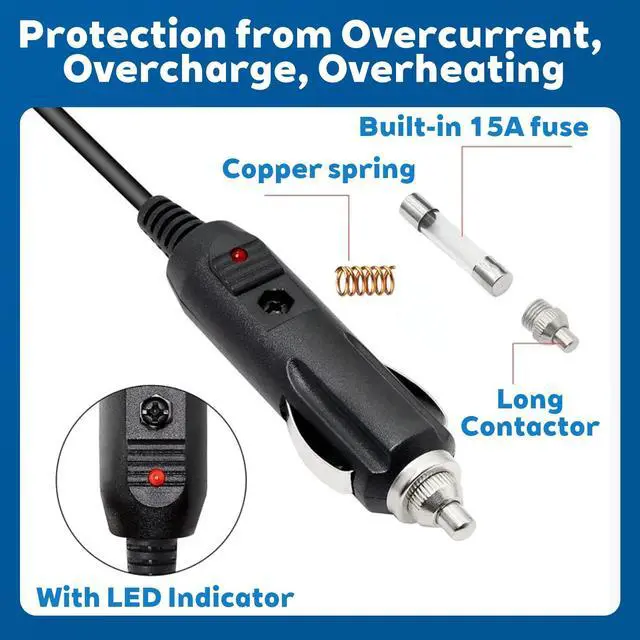 Alt view image 6 of 7 - 2 Pack CB Radio Power Cord, 3 Pin Plug Cable with 12V Cigarette Lighter | CB Power Cord Compatible with Cobra Uniden Midland Mobile Radios, 2-Wire 15A Fused Replacement Cable and Radio Accessory