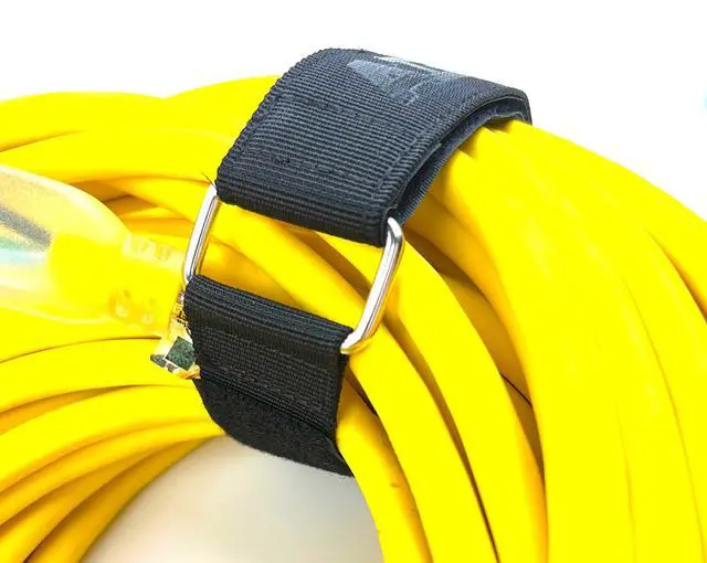 Alt view image 4 of 7 - 4pc 18" x 1.5" (13 useable) Nylon Webbing Hook and Loop Cinch Straps with Metal Buckle, Reusable Fastening, Securing, Cable Straps