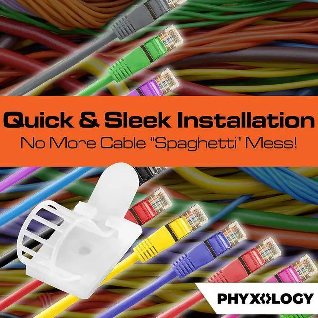 Alt view image 6 of 6 - Pro-Grade, Adhesive-Backed Cable Straps 50 Pack. High-Strength, White Clamps for Electrical Wire Management and Organization. Tool-Free Installation for Home Or Office. Screw-Mount for Permanent Hold