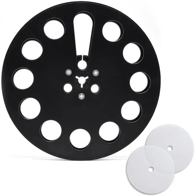 Main image of 7 Inch Empty Takeup Reel for 1/4 Inch Tape Recorder, Black | Includes 2 silicone pads for secure tape winding, compatible with most open reel tape recorders and recording systems