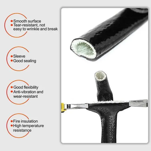 Alt view image 5 of 6 - Fuel Line Heat Shield Insulation Heat Sleeve Wire Heat Shield Fuel Line Heat Shield Sleeve Fire Sleeve Silicone Coated Fiberglass Heat Protection for Automotive Hose Lines & Electrical Wiring 3/4" ID