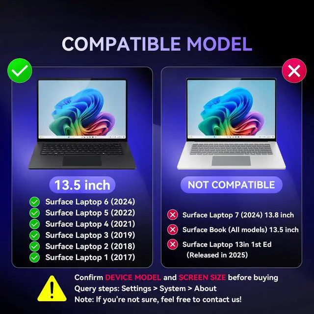 Alt view image 2 of 7 - Laptop Privacy Screen Filter for Surface Laptop6/5/4/3/2/1-13.5'' Removable | Nano-Suction Easy On/Off Removable,UV&Glare Block,Blue Light Block Computer Screen Filter for Microsoft Surface Laptop