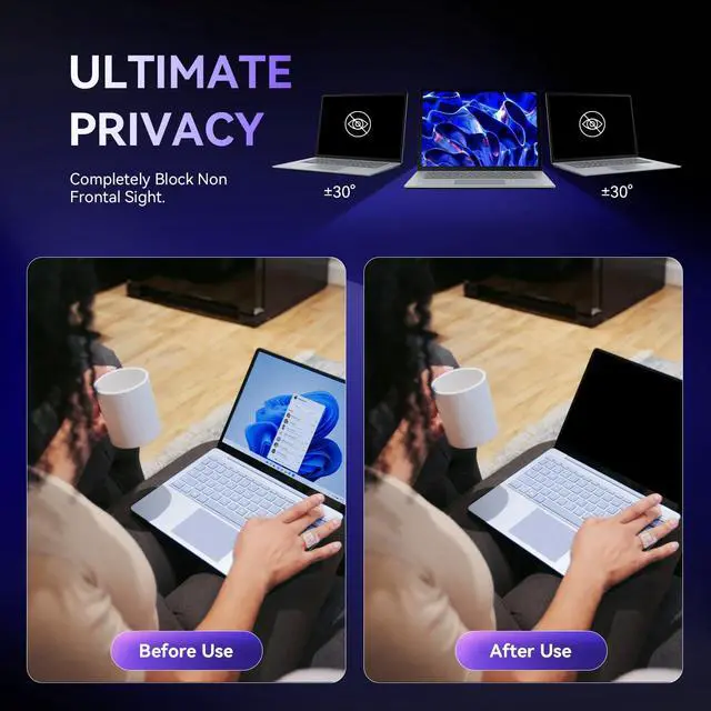 Alt view image 6 of 7 - Laptop Privacy Screen Filter for Surface Laptop6/5/4/3/2/1-13.5'' Removable | Nano-Suction Easy On/Off Removable,UV&Glare Block,Blue Light Block Computer Screen Filter for Microsoft Surface Laptop