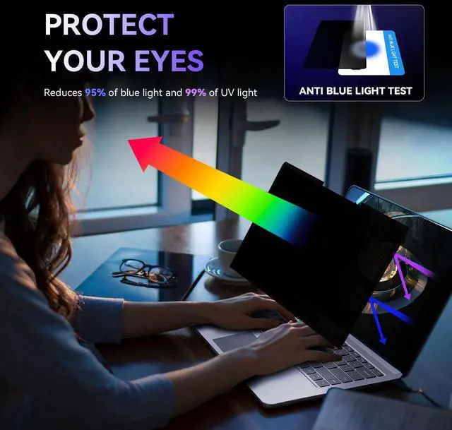 Alt view image 5 of 7 - Laptop Privacy Screen Filter for Surface Laptop6/5/4/3/2/1-13.5'' Removable | Nano-Suction Easy On/Off Removable,UV&Glare Block,Blue Light Block Computer Screen Filter for Microsoft Surface Laptop