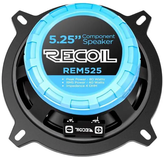 Alt view image 3 of 6 - REM525 Echo Series 5.25 Inch Car Audio Component Speaker System | 5.25", 200W Max, 100W RMS, Polypropylene Cone, Nitrile Rubber Surround, 3 Level Filter, Hi-Fi