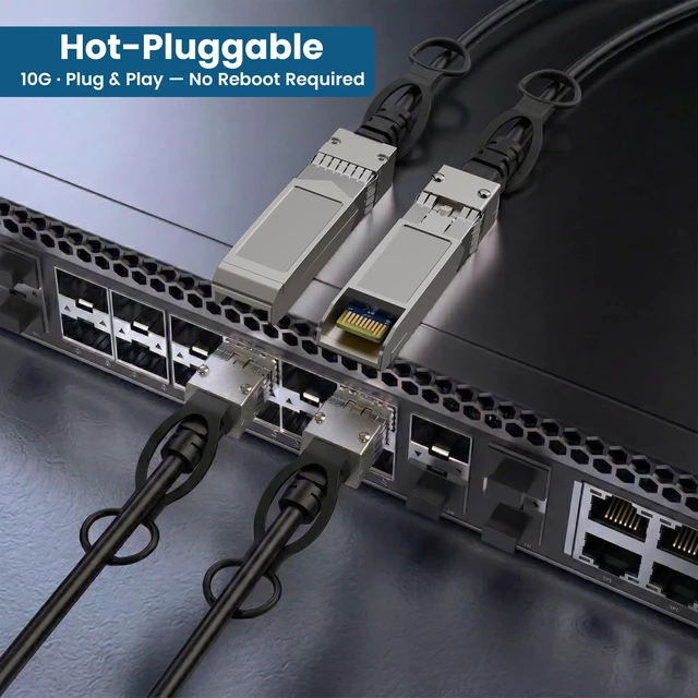 Alt view image 3 of 5 - 10Gbps SFP+ DAC Twinax Cable 6 FT, Passive Direct Attach Copper Patch Cord 10G SFP+ to SFP+ Compatible with Cisco SFP-H10GB-CU Series, Meraki, Ubiquiti, Mikrotik, Fortinet, Netgear, Supermicro Devices