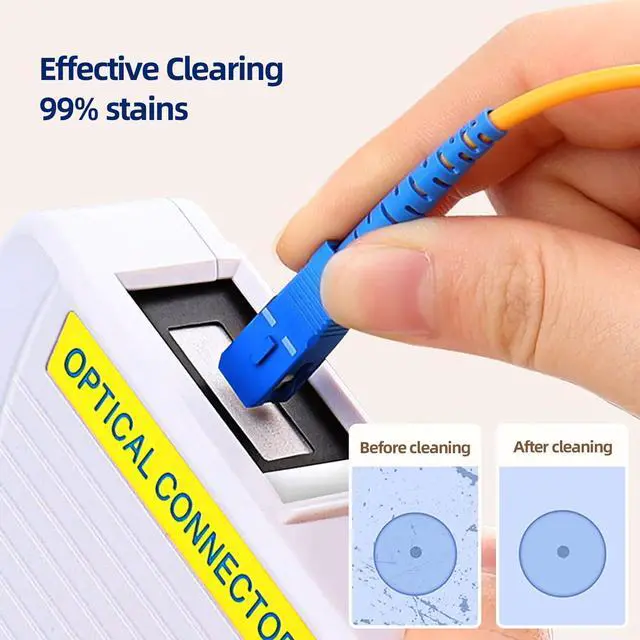 Alt view image 2 of 7 - Fiber Optic Connector Cleaner Fiber Optic Clean Box Supports 1.25mm/2.5mm,LC,SC,FC,ST,MU,LC Interfaces,Cleans Over 550 TimesWhite