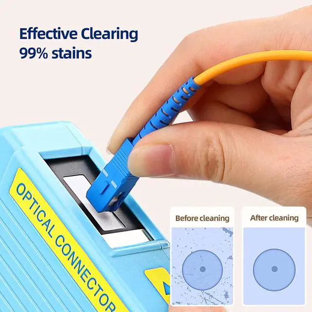 Alt view image 2 of 7 - Cassette Fiber Optic Cleaner,Supports 2.5mm/1.25mm-LC/SC/FC/ST Interfaces,Fiber Optic Cleaning Box for Fiber Patch Cable End Faces,Cleans Over 550 Times(Blue)