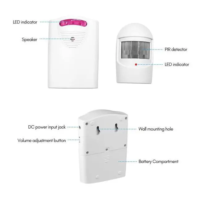 Alt view image 3 of 7 - Driveway Alarm, Multifunctional Wire Less Driveway Alarm IR Motion Sensor Alarm Doorbell, Home Security Alert System 1 Receiver 2 Transmitters for Home Outdoor Use