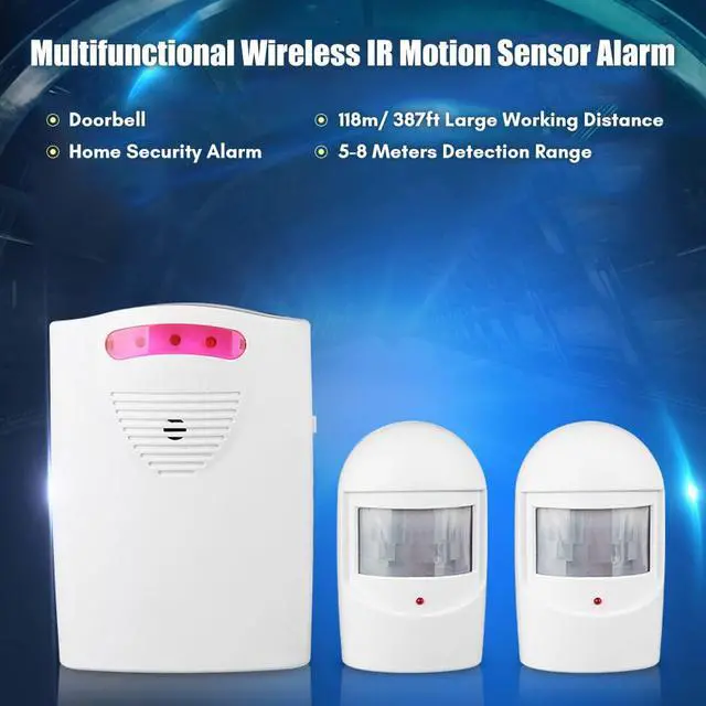 Alt view image 4 of 7 - Driveway Alarm, Multifunctional Wire Less Driveway Alarm IR Motion Sensor Alarm Doorbell, Home Security Alert System 1 Receiver 2 Transmitters for Home Outdoor Use