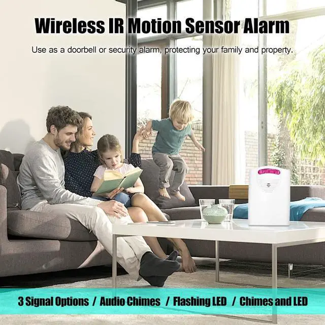 Alt view image 5 of 7 - Driveway Alarm, Multifunctional Wire Less Driveway Alarm IR Motion Sensor Alarm Doorbell, Home Security Alert System 1 Receiver 2 Transmitters for Home Outdoor Use