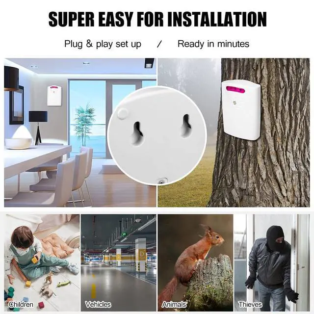 Alt view image 6 of 7 - Driveway Alarm, Multifunctional Wire Less Driveway Alarm IR Motion Sensor Alarm Doorbell, Home Security Alert System 1 Receiver 2 Transmitters for Home Outdoor Use