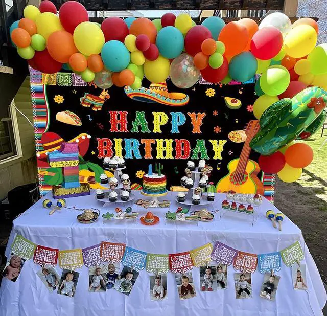 Alt view image 3 of 7 - Mexican Happy Birthday Backdrop 8x6FT Cinco De Mayo Carnival Banner Background Colorful Flags Floral Cactus Mexican Fiesta Party Decorations Photography Supplies