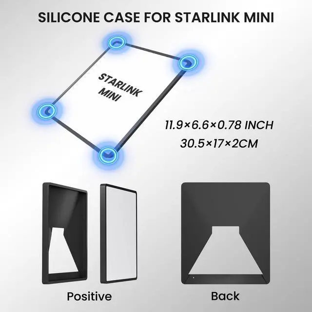 Alt view image 4 of 6 - for Starlink Mini Protective Cover, Starlink Mini Cover Liquid Silicone Case for Satellite Dish Shell Anti-Bump and Anti-Drop, with Adhesive Stickers (Black)