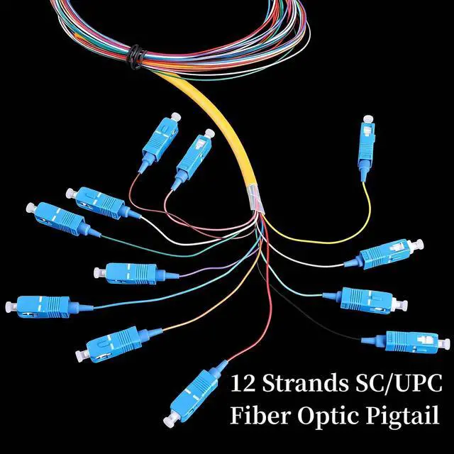 Alt view image 4 of 7 - 12 Strand SC/UPC Fiber Optic Pigtail, 1.5Meter(4.9Ft) 9/125um Color Coded Singlemode SC/UPC Fiber Pigtail for Networks Communication System