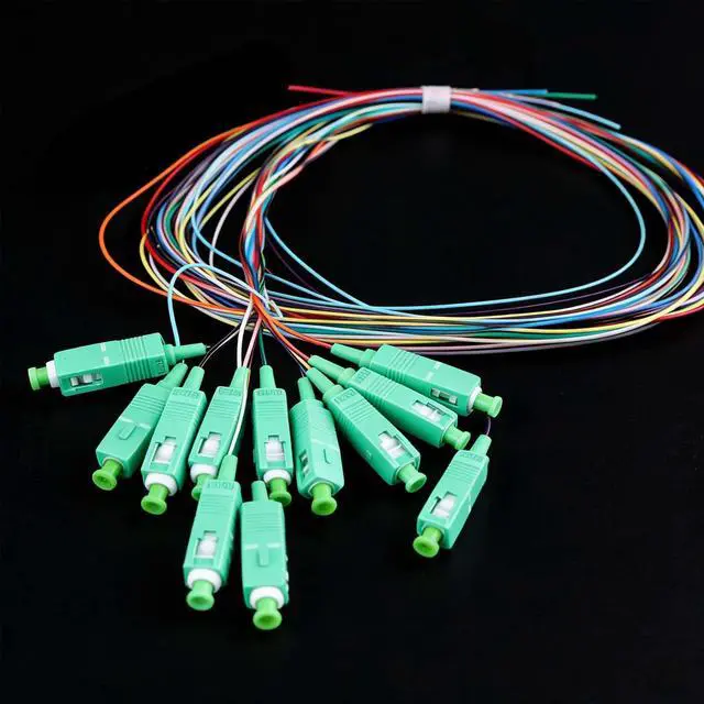 Alt view image 2 of 7 - 12 Strand SC/APC Fiber Optic Pigtail, 1.5Meter(4.9Ft) 9/125um Color Coded Singlemode SC/APC Fiber Pigtail for Networks Communication System