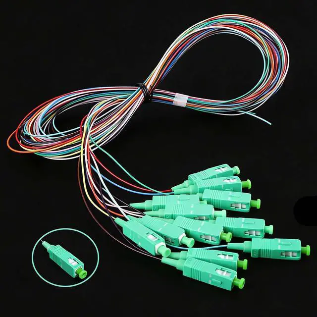 Alt view image 3 of 7 - 12 Strand SC/APC Fiber Optic Pigtail, 1.5Meter(4.9Ft) 9/125um Color Coded Singlemode SC/APC Fiber Pigtail for Networks Communication System