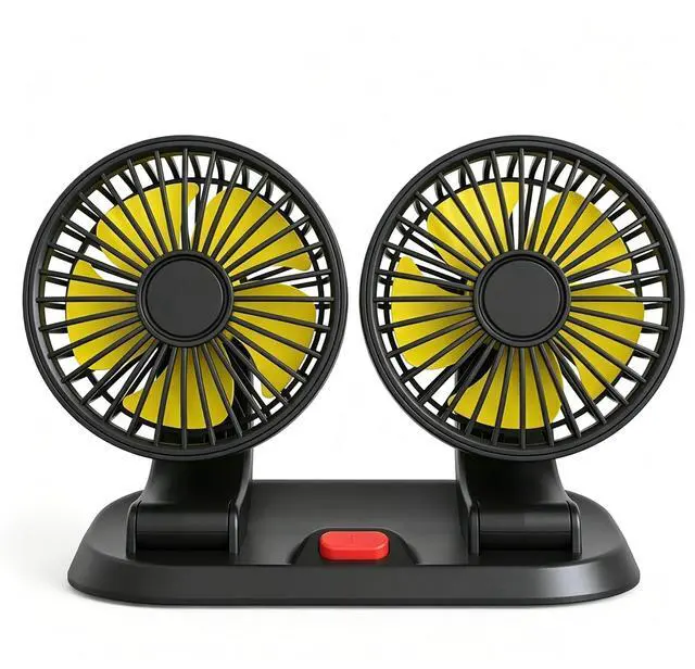 Main image of Dual Head 12V Car Fan for SUV Truck RV with No AC,Adjustable Car Cool Fan, Dual Head Design, 2-speed Adjustable, 360° Rotating Portable Car Fan,Powered by Cigarette Lighter