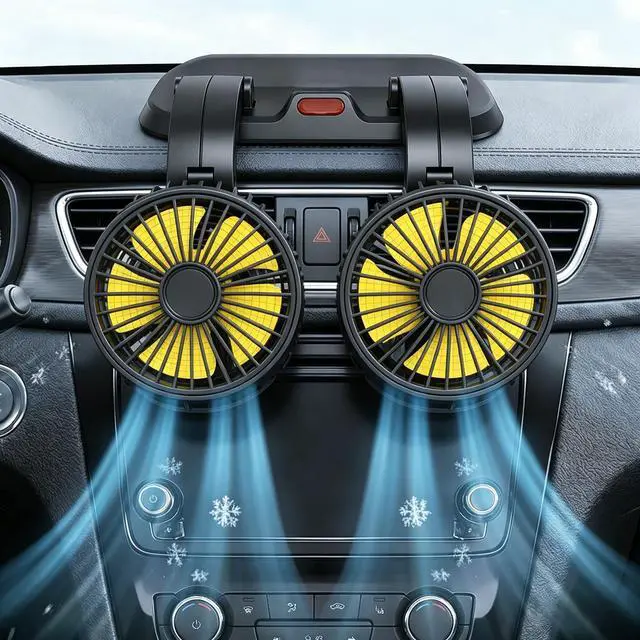 Alt view image 5 of 7 - Dual Head 12V Car Fan for SUV Truck RV with No AC,Adjustable Car Cool Fan, Dual Head Design, 2-speed Adjustable, 360° Rotating Portable Car Fan,Powered by Cigarette Lighter