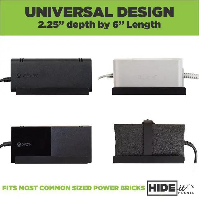 Alt view image 5 of 7 - Uni-PB Universal Power Brick Wall Mount, Made in USA Steel Wall Mount for Power Supplies, Fits Xbox 360, Xbox One, Wii U, Nintendo Wii and More