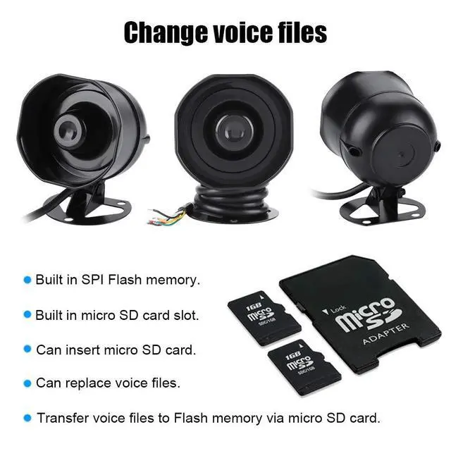 Alt view image 6 of 6 - Electronic Sound Speaker Wired Alarm Siren Horn Support Loading MP3 IP65 Micro with SD Card Support Fat and FAT32 File System