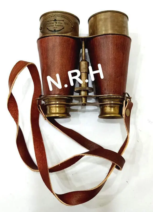 Alt view image 3 of 4 - Captains Antique Brass Binoculars, Brown Leather Nautical Binocular for Kids & Adults Vintage & Marine Binoculars for Hiking, Camping, Hunting, Bird Watching W/Leather Case