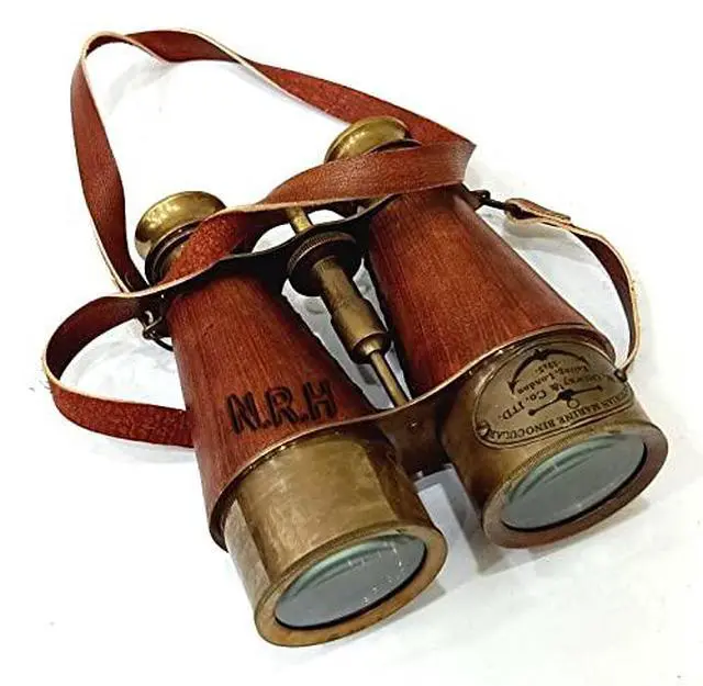 Alt view image 4 of 4 - Captains Antique Brass Binoculars, Brown Leather Nautical Binocular for Kids & Adults Vintage & Marine Binoculars for Hiking, Camping, Hunting, Bird Watching W/Leather Case