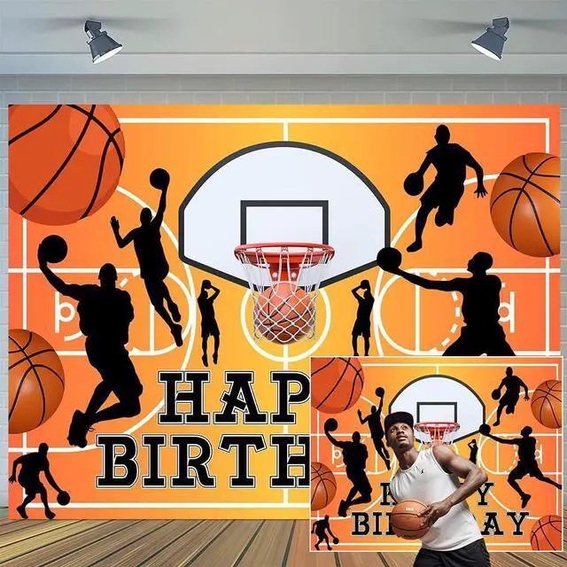 Alt view image 2 of 7 - 7x5ft Basketball Happy Birthday Backdrop Banner Boy Basketball Sport Theme Party Happy Birthday Home Indoor Banner Sports Theme Photography Background
