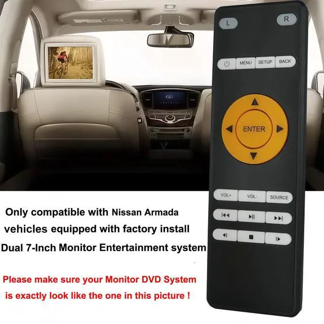 Alt view image 3 of 7 - Replacement Remote Control for Nissan Armada Platinum/SL Rear Entertainment DVD 2017 2018 2019 2020 2021