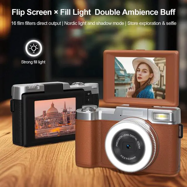 Alt view image 2 of 7 - 4K Digital Camera 48MP Resolution 18X Zoom Compact Travel