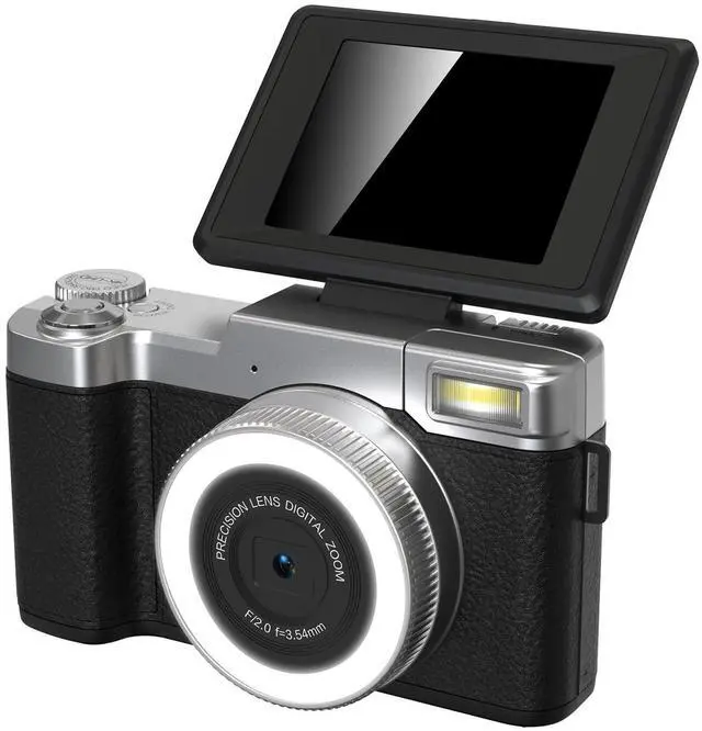 Main image of 4K Digital Camera 48MP Resolution 18X Zoom Compact Travel Size for Selfie and Video Recording Black (Black)