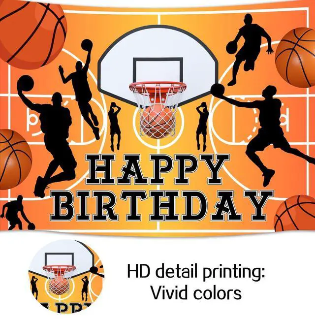 Alt view image 7 of 7 - 7x5ft Basketball Happy Birthday Backdrop Banner Boy Basketball Sport Theme Party Happy Birthday Home Indoor Banner Sports Theme Photography Background