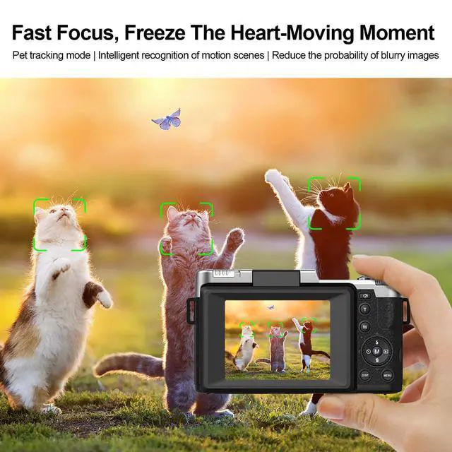 Alt view image 6 of 7 - 4K Digital Camera 48MP Resolution 18X Zoom Compact Travel Size for Selfie and Video Recording Black (Black)