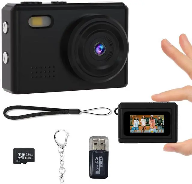 Main image of Mini Keychain Camera-1080P Mini Retro Digital Camera with 0.96" Screen 16GB Card,Portable Video Recorder with Filters for Kids, Teens, Beginners. (Black)
