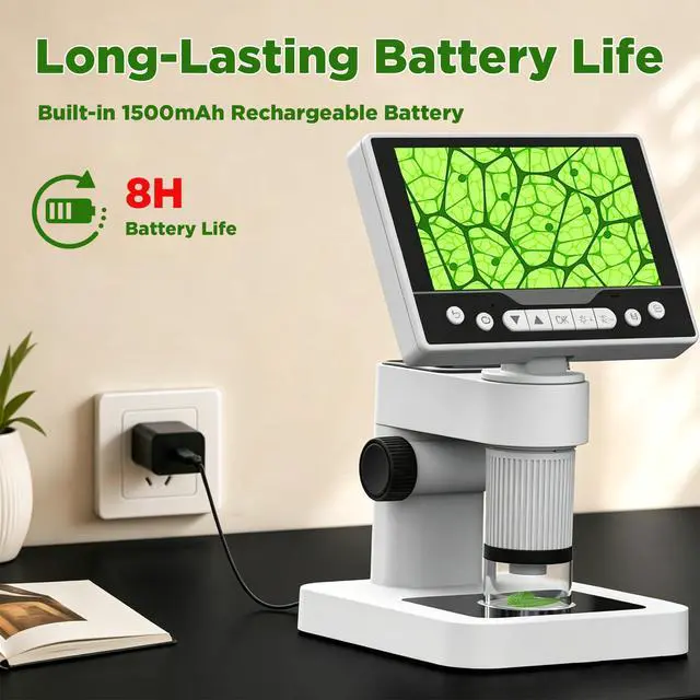 Alt view image 7 of 7 - Digital Microscope, 12MP 1080P Handheld Microscope with 8 Adjustable LED Lights, 5" LCD Screen Coin Microscope 1000X, USB Microscope for Windows/MacOS, White