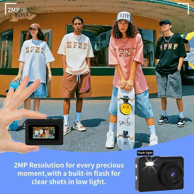 Alt view image 2 of 6 - Mini Keychain Camera-1080P Mini Retro Digital Camera with 0.96" Screen 16GB Card,Portable Video Recorder with Filters for Kids, Teens, Beginners. (Black)