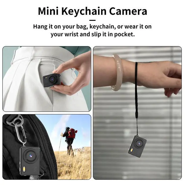 Alt view image 6 of 6 - Mini Keychain Camera-1080P Mini Retro Digital Camera with 0.96" Screen 16GB Card,Portable Video Recorder with Filters for Kids, Teens, Beginners. (Black)