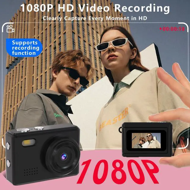 Alt view image 3 of 6 - Mini Keychain Camera-1080P Mini Retro Digital Camera with 0.96" Screen 16GB Card,Portable Video Recorder with Filters for Kids, Teens, Beginners. (Black)