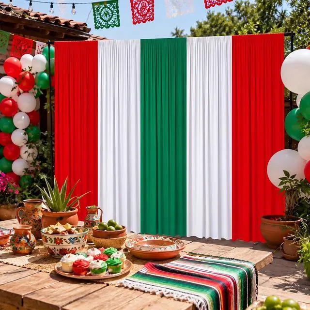 Alt view image 5 of 6 - 5 Pcs Mexican Independence Day Backdrop 16th of September Viva Mexico Backdrop Curtain Decorations for Mexican Independence Day Fiesta, 6.5 x 9.5 ft